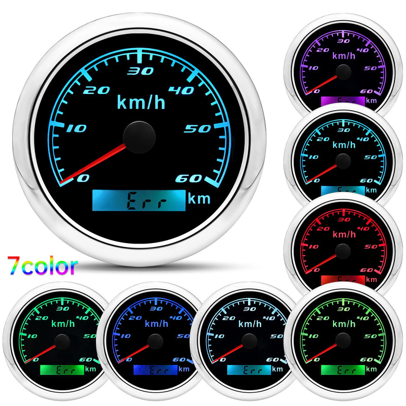 HD 12V 24V 85mm GPS Speedometer Gauge with GPS Antenna 120kmh 60kmh 30kmh 7 Color Backlight Speed Odometer Meter for Car Boat - KiwisLove