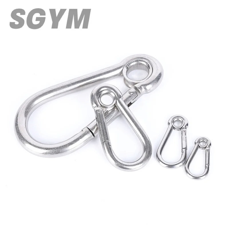 M4 M5 M6 M8 M10 304 Stainless Steel Spring Snap Carabiner Quick Link With Hole Ring Hook snap shackle Chain Fastener Hook