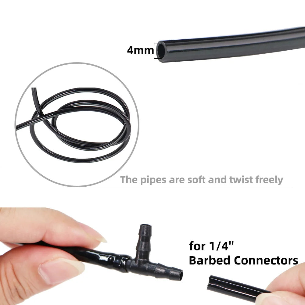 5M-30M Garden Brass Misting Cooling System Irrigation Watering 1/4'' Atomizer Nozzles 4/7mm Hose for Outdoor Greenhouse Pot