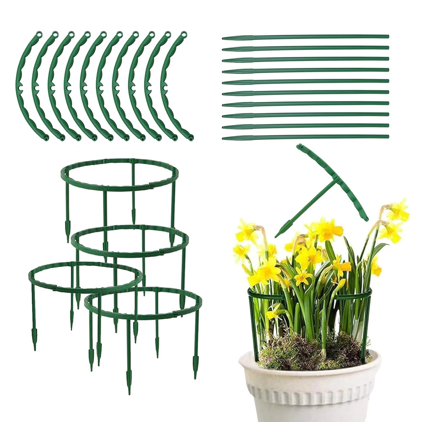 4/8PCS Plant support pile, semi-circular plant support ring, plastic plant cage, flowerpot, climbing grid frame