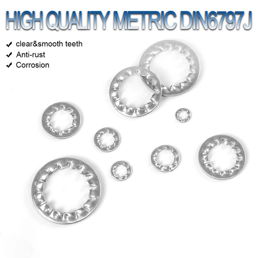 NINDEJIN  internal tooth lock washers stainless steel m3 m4 m5 m6 m8 m10 m12 m14 m16 m20 m22 star lock washer DIN6798J - KiwisLove