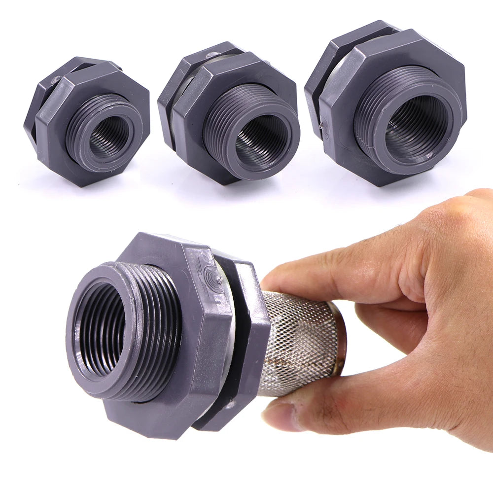 High quality 1/2" 3/4" 1" Water Tank Joint with 304 Stainless Steel Filter Screen for Aquarium Fish Tank Garden Watering Adapter