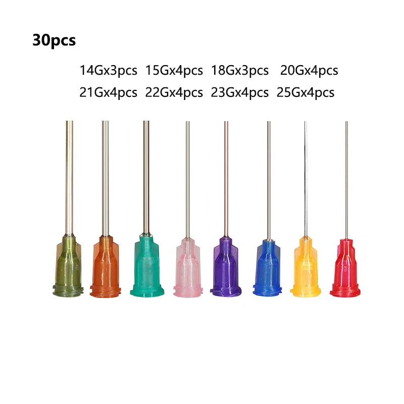 10/25pcs 1.5 Inch Dispensing Needles Syringe Needle 1.5 Inch Length Machine Nozzle Glue Needle Blunt End Threaded Port 14G-27G