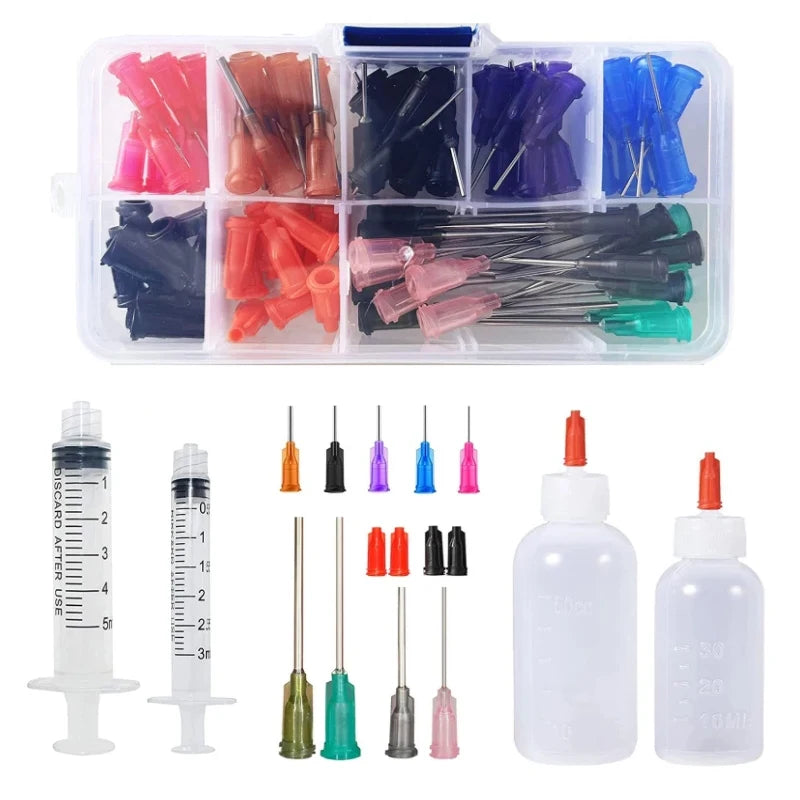 Dispensers Applicator Kit Plastic Squeeze Bottless Dropping Tube Nozzle and Blunt Tip Needle etc Works for Liquid Glue and Ink