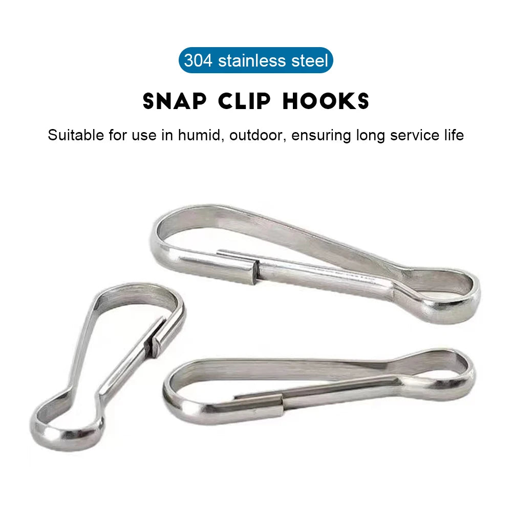 10/20pcs Stainless Steel Snap Spring Clip Hooks Rings Buckle Metal Spring Hooks for Key Chain Lanyards Zipper Hanging DIY - KiwisLove