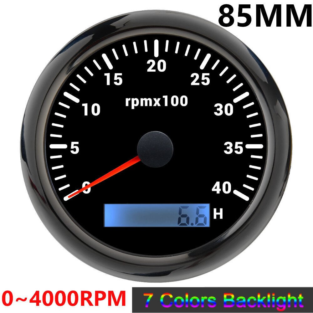 4000 6000 8000 RPM Tachometer Tacho Meter Gauge Hourmeter 7 Colors Backlight 12V/24V 85mm Toerenteller Hour Meter Sensor M16 M18 - KiwisLove