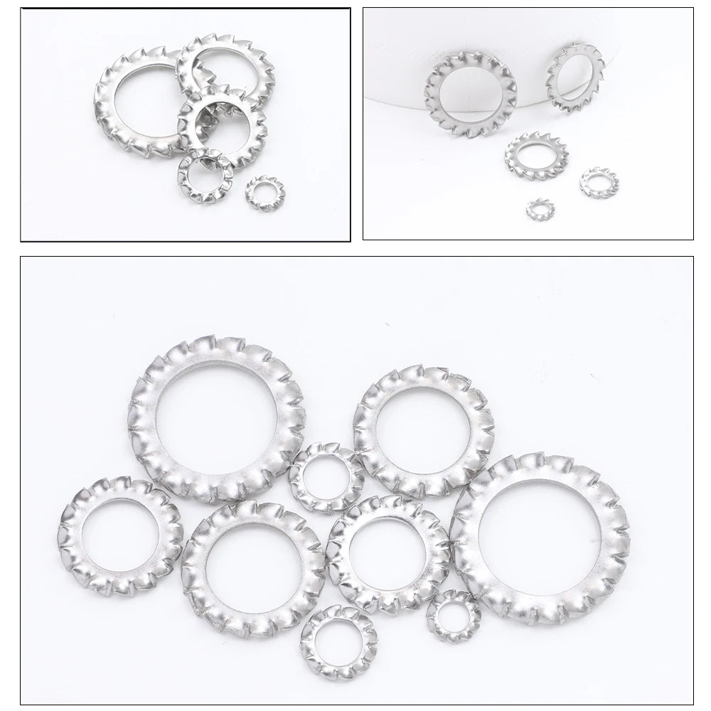 NINDEJIN External Tooth Lock Washers M3 M4 M5 M6 M8 M10 M12 M14 M16 M20 M24 M27 M30 Stainless Steel Star Lock Washers - KiwisLove