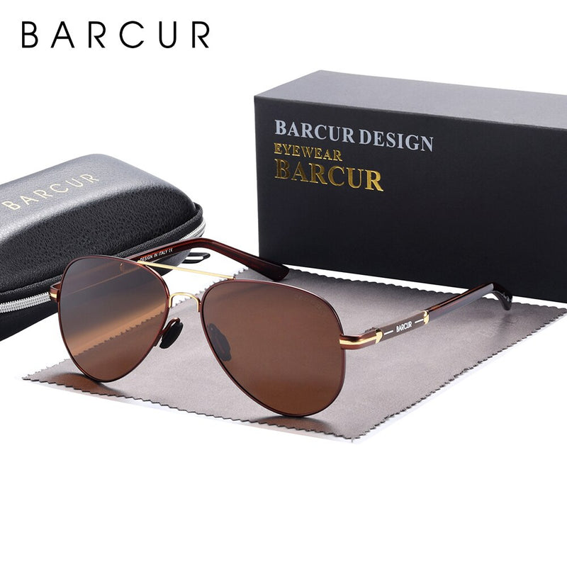 BARCUR Original Brand Fashion Sunglasses Men Polarized Comfortable Pilot Women Sun Glasses for Man Eyewear Oculos Gafas De Sol - KiwisLove