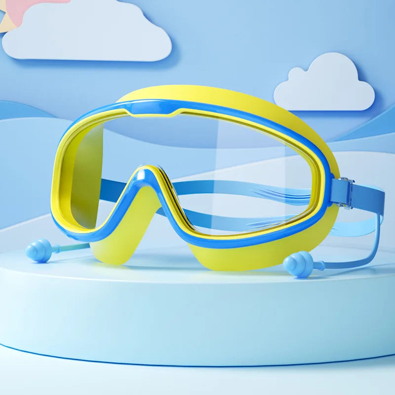Kids Swimming Goggles Big Frame HD View Anti-fog Waterproof Children's Swim Goggles Boys and Girls Multi-color to Choose