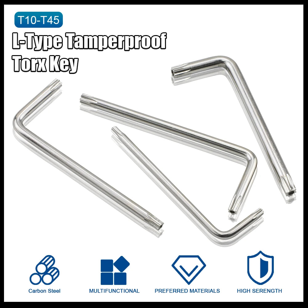 Hand Tool Torx Key Wrench L Type Star Wrench Nickel Plated T6 T7 T8 T10 T15 T20 T25 T30 Tamper Proof Security Torx Wrenches - KiwisLove