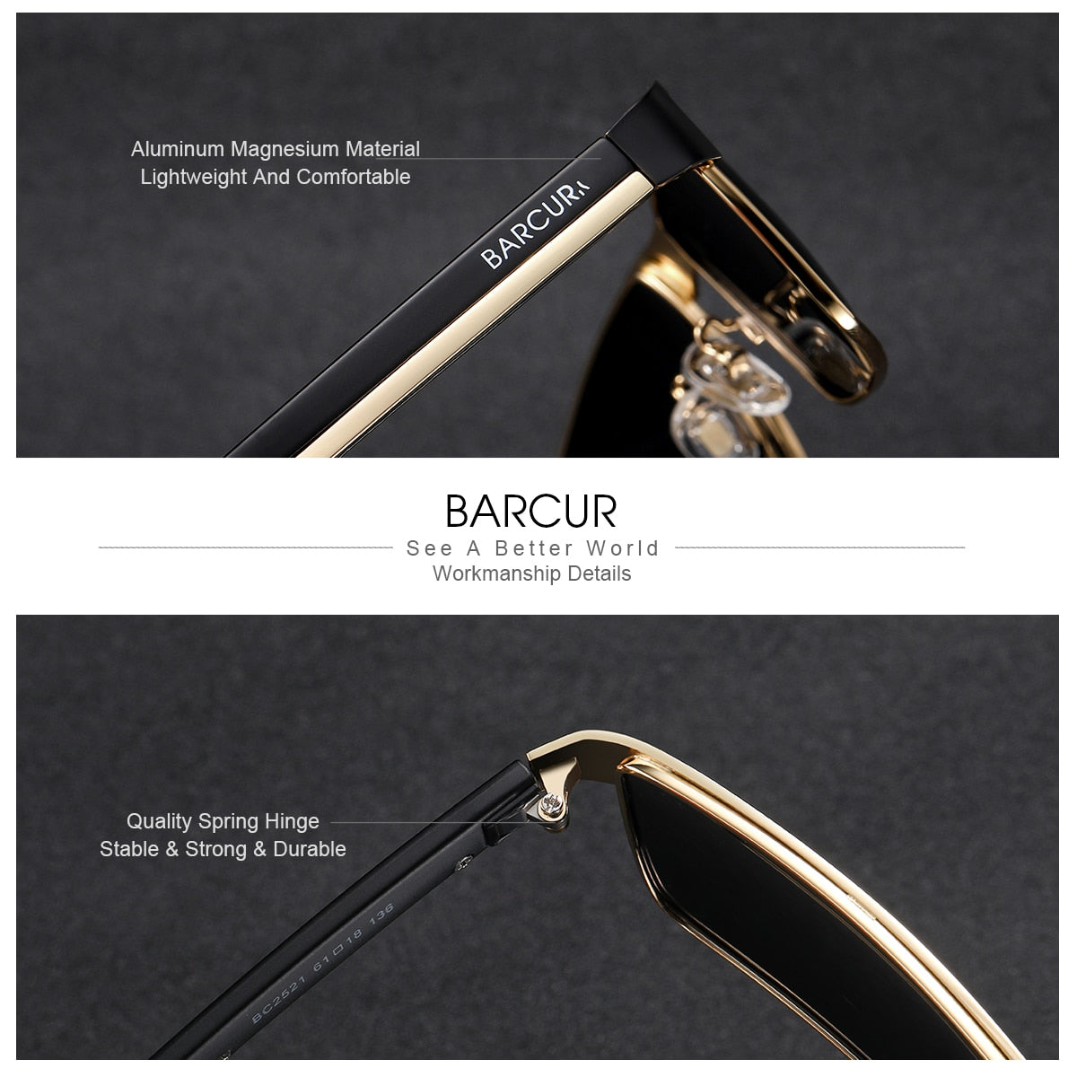 BARCUR Original Rectangle Business Sunglasses for Men Driving Hiking Sports Sun Glasses for Women Fashion Shades Oculos De Sol - KiwisLove