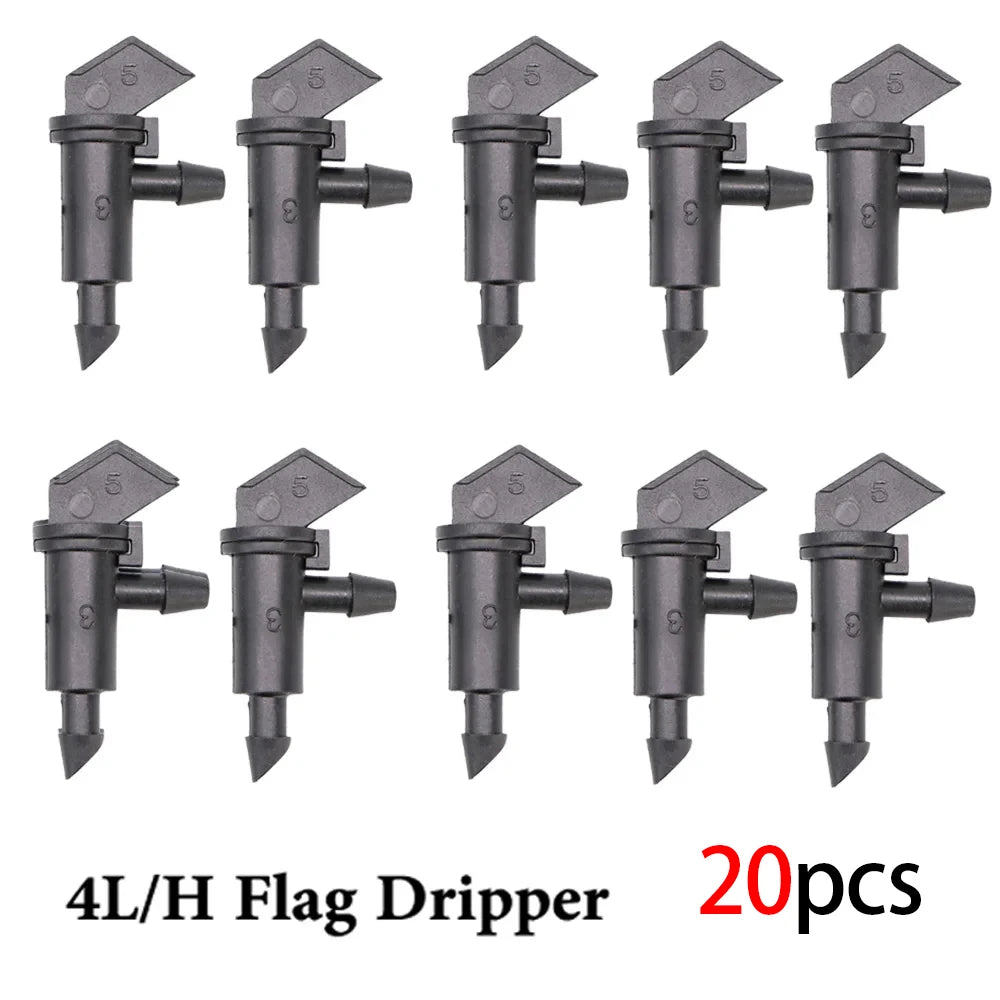 20/50pcs 4L/8L/16L/H Garden Irrigation Sprinkler Flag Shape Dripper 4mm Hose Connection Nozzles Plant Potted Watering  Dripper