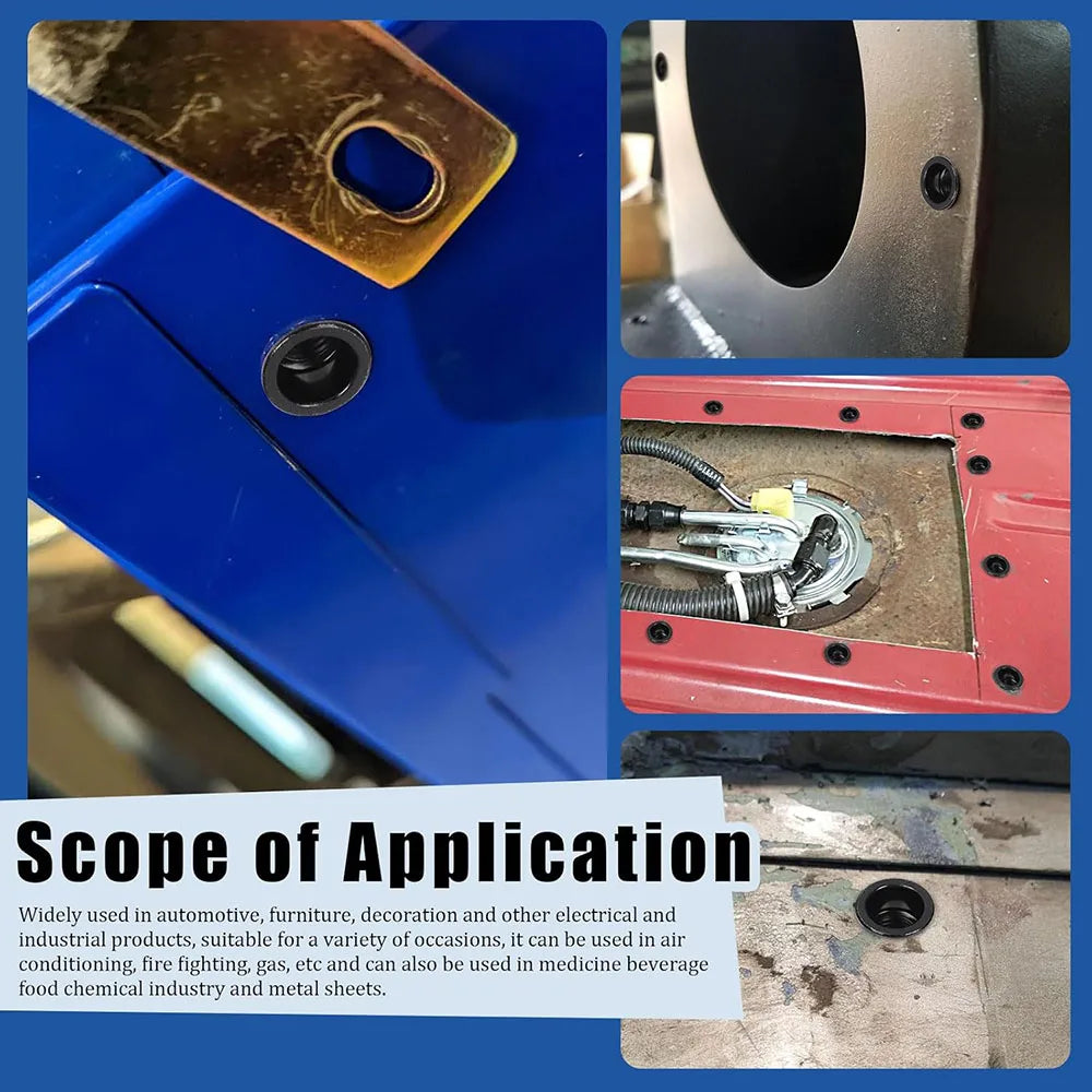 NINDEJIN 10/20pcs Flat Head Rivnut Black Zinc Plated Carbon Steel M3 M4 M5 M6 M8 M10 M12 Knurled Rivet Nut Threaded Insert Nuts - KiwisLove