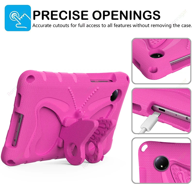 Kids Butterfly Safe Heavy Duty Case for Xiaomi Redmi Pad SE 8.7Inch 4G Case 2024 Sturdy ShockProof Tablet Cover Redmi Pad SE 8.7