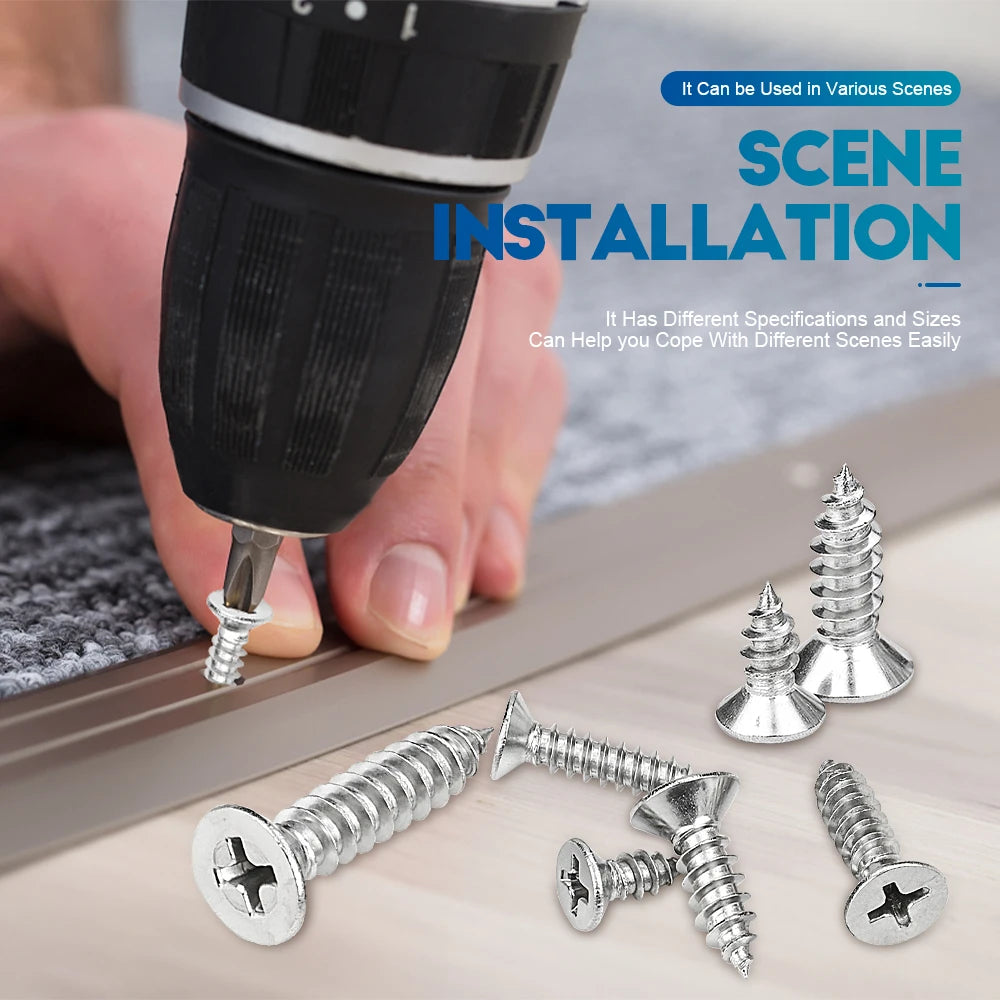 10-50pcs/pack M1.2 M1.4 M1.7 M2 M2.6 Small Screws Stainless Steel M3 M4 M5 M6 Cross Flat Head Self Tapping CSK Furniture Screw