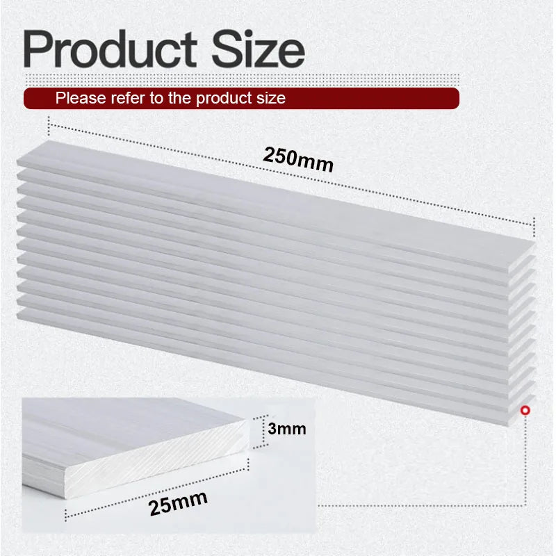 1pcs 6061 Aluminum Alloy Flat Bar Thickness 3 4 5 6 8mm Width 10 15 20 25 30mm Length 250mm