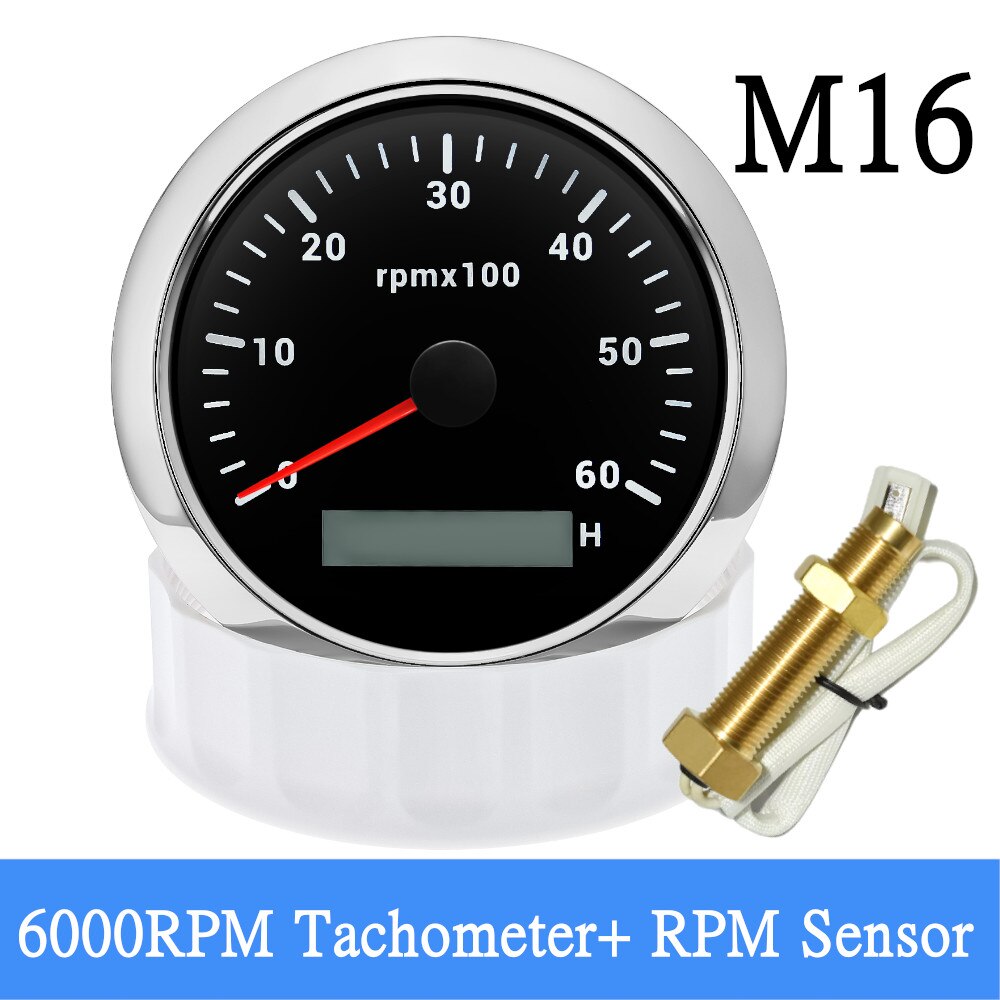 HD Car Boat 85MM Tachometer with LCD Hour Meter 4000RPM 6000RPM RPM Gauge Engine Hourmeter 7 Colors Backlight Tacho Sensor 9-32V - KiwisLove