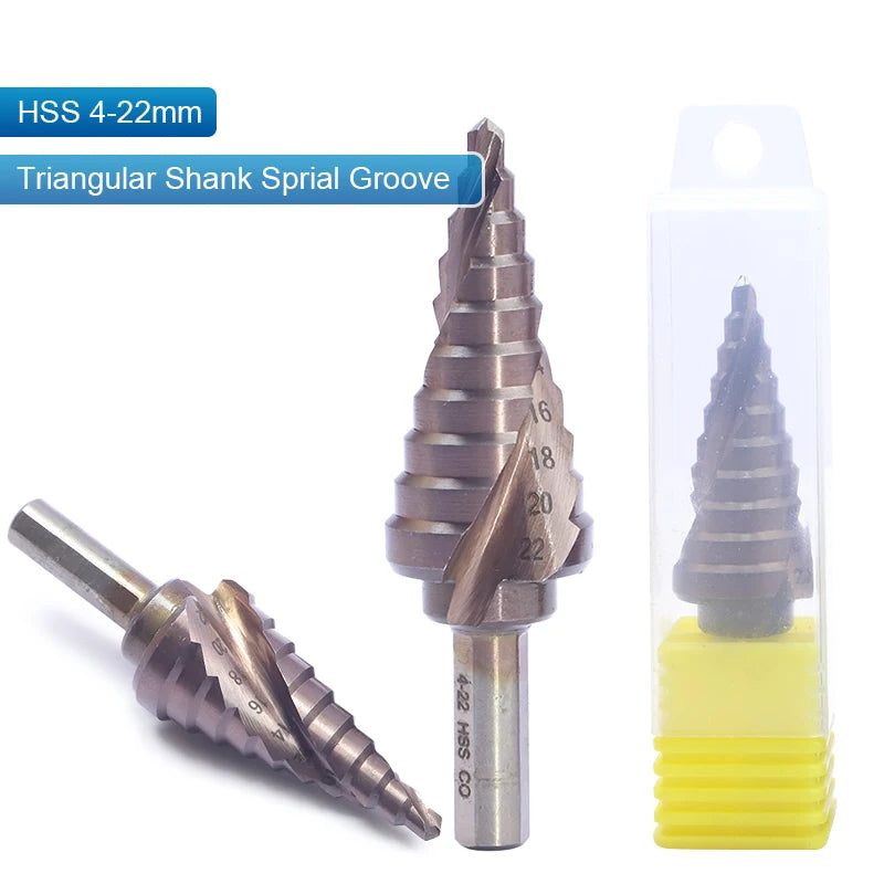 NINDEJIN M35 Cobalt Step Drill Bit 4-32mm Triangular Hex HSS Step Drill Bit for Stainless Steel Hole Drill Metal Aluminum Wood - KiwisLove