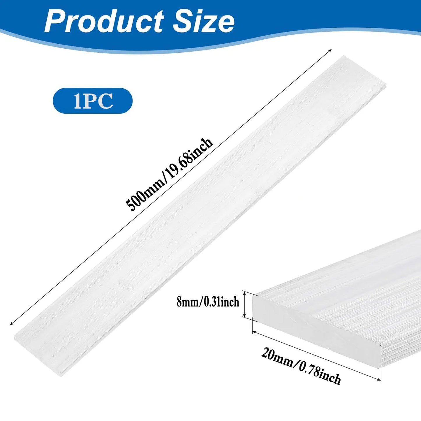 1pcs 500mm 6061 Aluminum Flat Bar Solides Rectangular Metal Plate Strip for DIY/Machining/Construction
