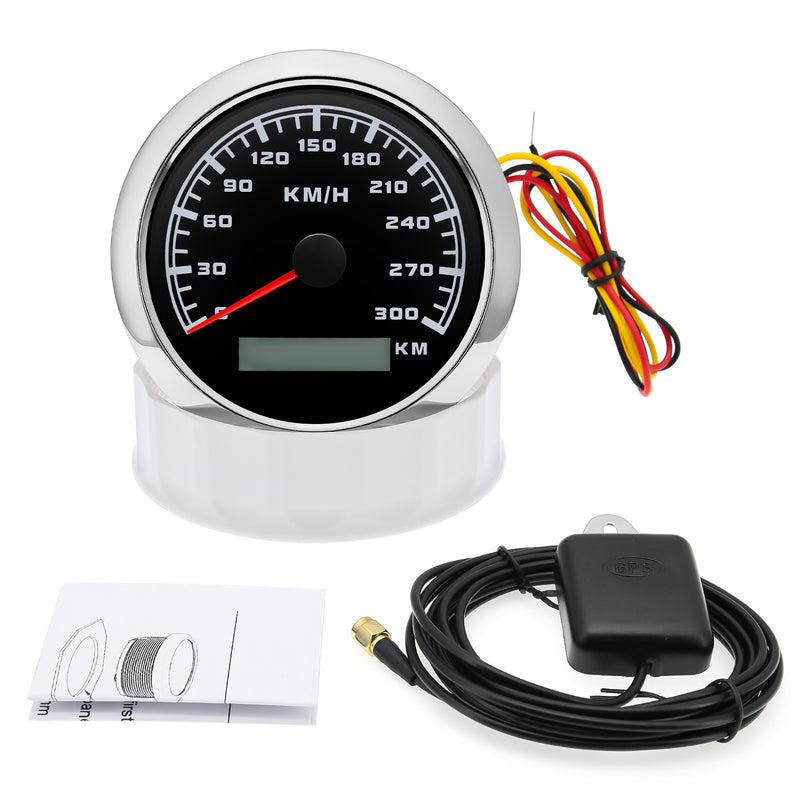 85MM GPS Speedometer 30/60/120/200/300 Kmh Waterproof Boat Car Truck Speed Gauge Meter With GPS Antenna For Marine Boat Motor - KiwisLove