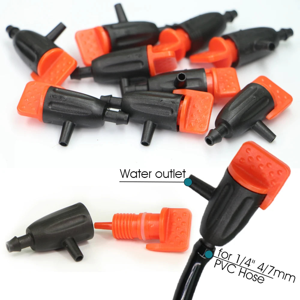 10/20pcs Garden Adjustable Dripper 1/4" Micro Drip Irrigation Emitter for Bonsai Potted Lawn 4/7mm Watering Hose Sprinklers Tool
