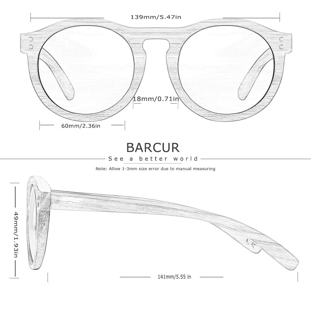 BARCUR Wood Sunglasses Polarized UV400 Men Women Sun glasses Oculos de sol masculino - KiwisLove