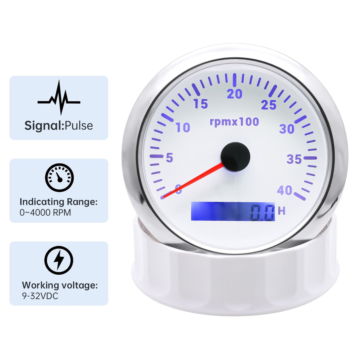 4000 6000 8000 RPM Tachometer Tacho Meter Gauge Hourmeter 7 Colors Backlight 12V/24V 85mm Toerenteller Hour Meter Sensor M16 M18 - KiwisLove