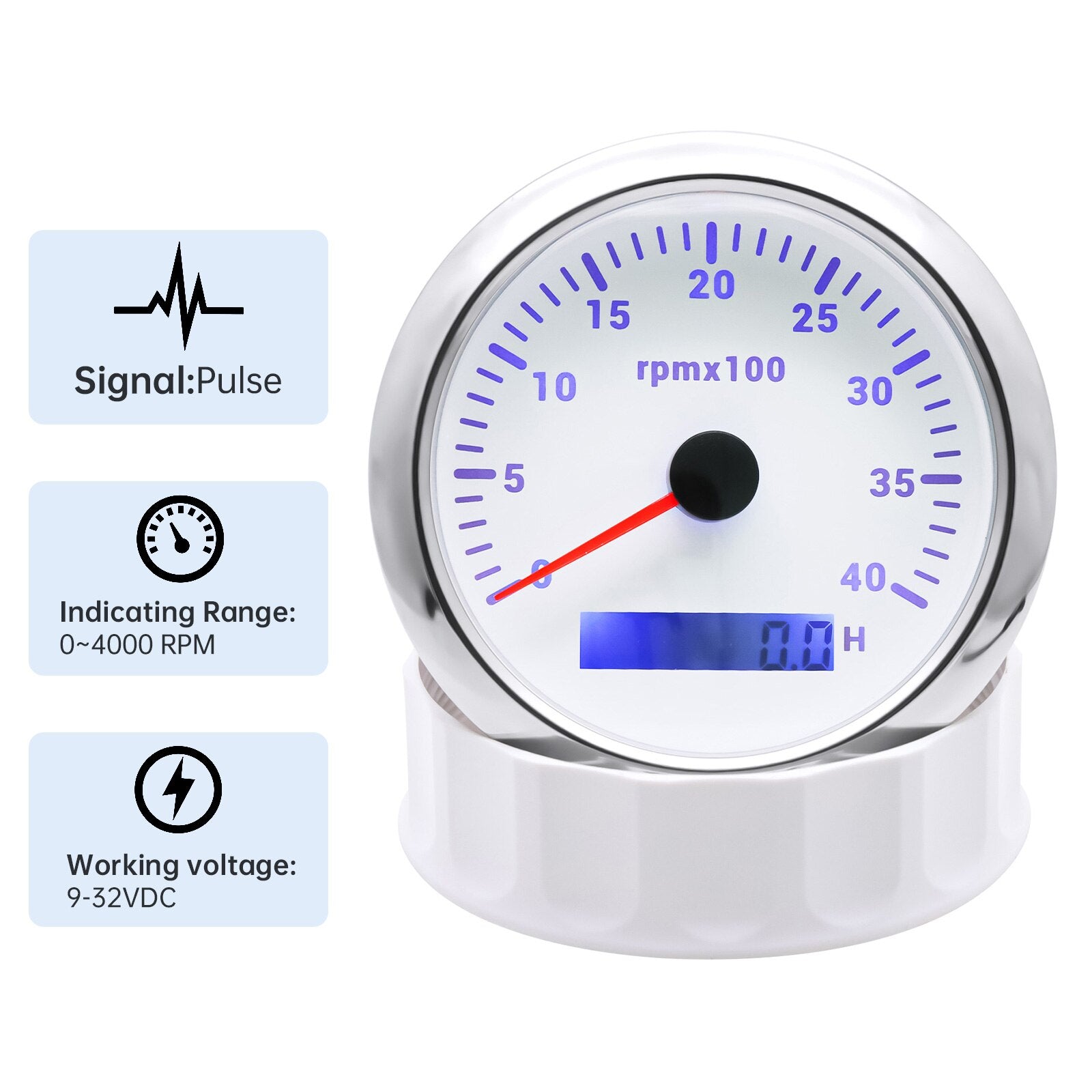 4000 6000 8000 RPM Tachometer Tacho Meter Gauge Hourmeter 7 Colors Backlight 12V/24V 85mm Toerenteller Hour Meter Sensor M16 M18 - KiwisLove