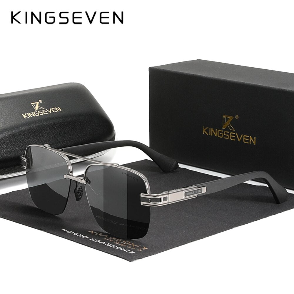 KINGSEVEN 2022 New Design Sunglasses For Men Polarized Gradient Sun glasses Women Men Semi-Rimless Square Retro Eyewear Okulary - KiwisLove