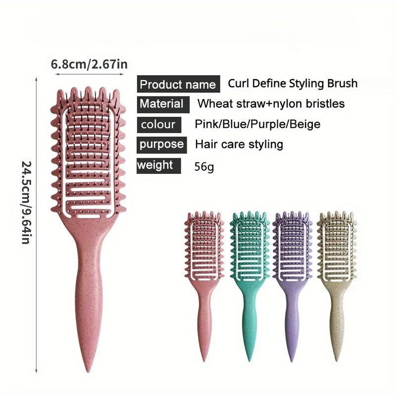 3 in 1 Curl Define Styling Brush Hollow Out Detangling Hair Brush Tangled Hair Comb Shaping Defining Curls Barber Styling Tools - KiwisLove