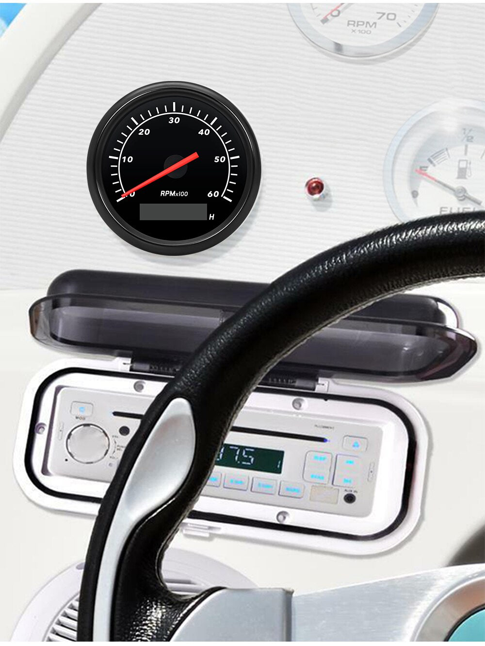 6K 6000RPM 85MM Boat Tachometer for Diesel Gasoline Car Boat rpm Meter Gauge with LCD Hourmeter Red Backlight 9~32V - KiwisLove