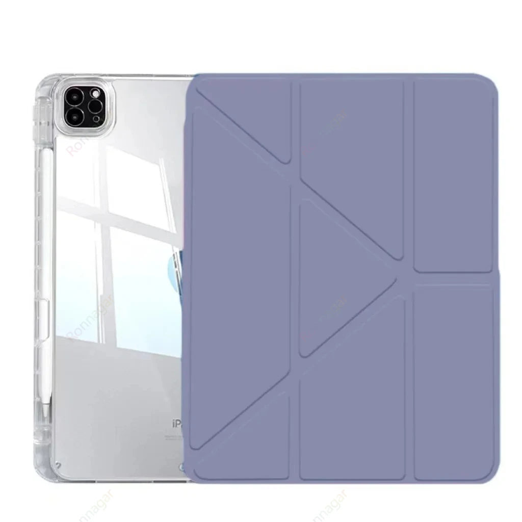 Y-Folding Case for iPad Air11 13 inch M3 M2 2025/2024 Pro11 13'' M5 M4 A16 11th Air 4 5 10th 9th 10.2 10.5 10.9 Clear Back Shell