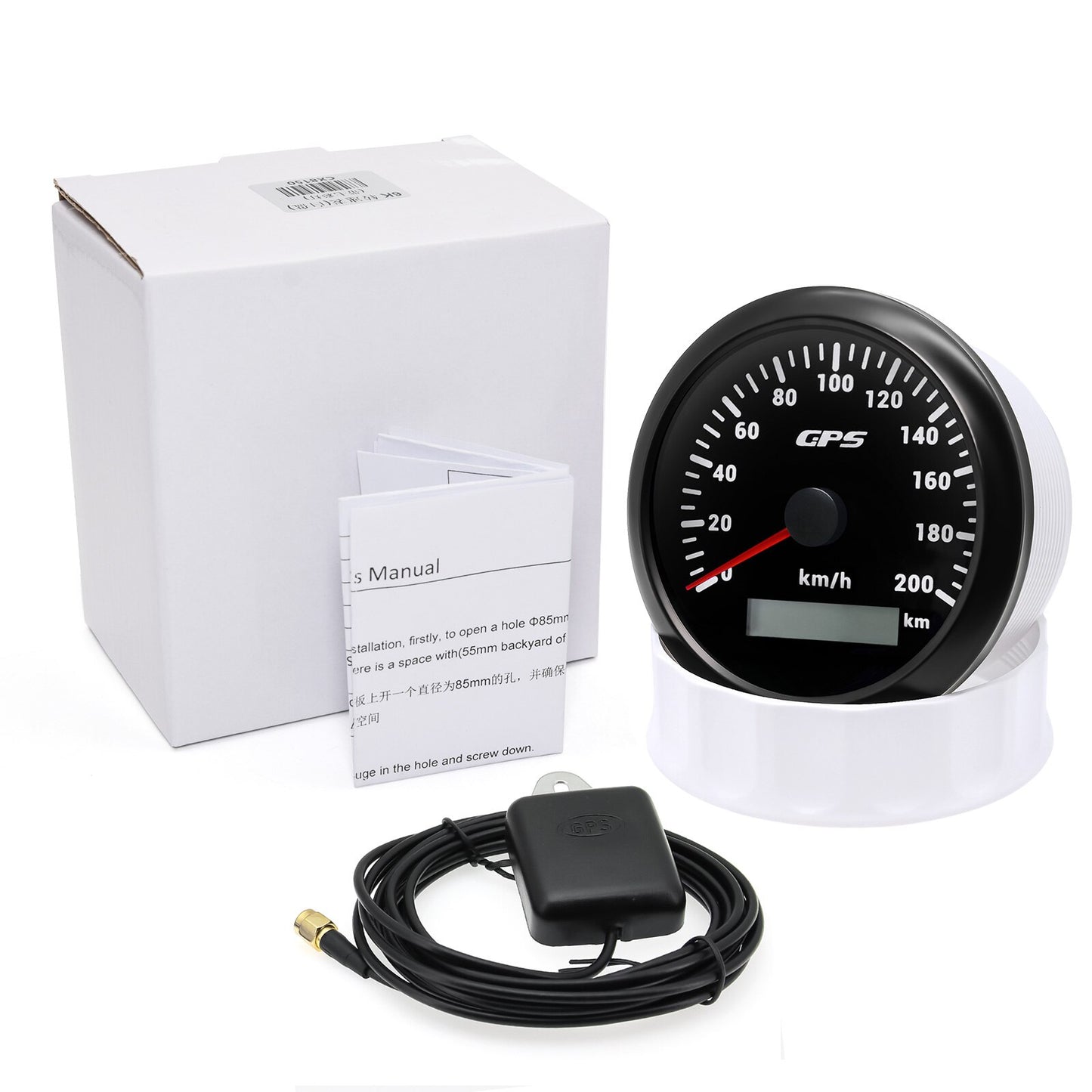 60/120/200KMH 85MM GPS Speedometer Gauge 7 Color Light with GPS Antenna Waterproof Motorcycle Boat Car Truck Speed Gauge Meter - KiwisLove