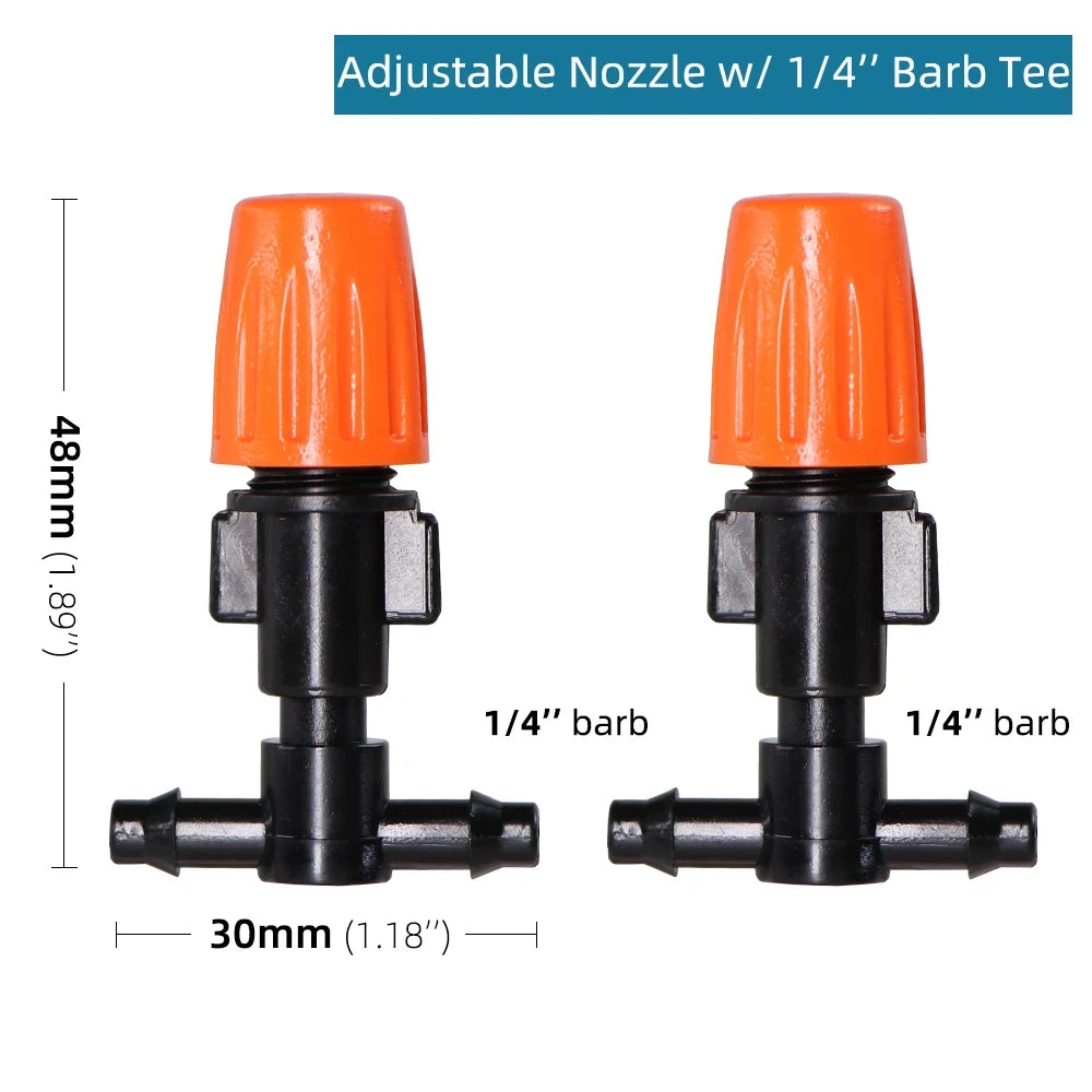20PCS Adjustable Garden Drip Irrigation Misting Nozzles Dripper Watering Sprayer Atomizing Sprinkler Connect the 4/7mm Tee Conne