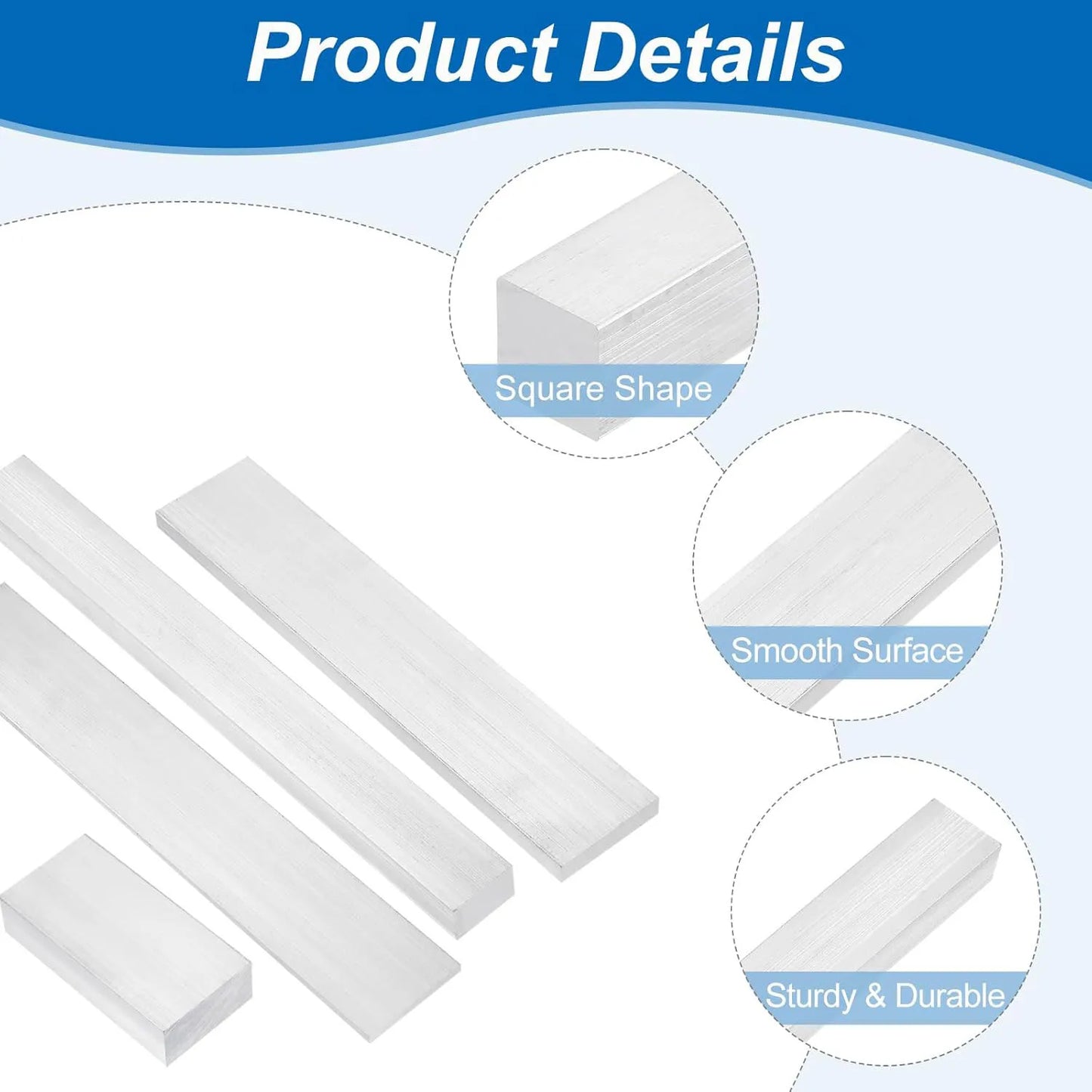 1pcs 500mm 6061 Aluminum Flat Bar Solides Rectangular Metal Plate Strip for DIY/Machining/Construction
