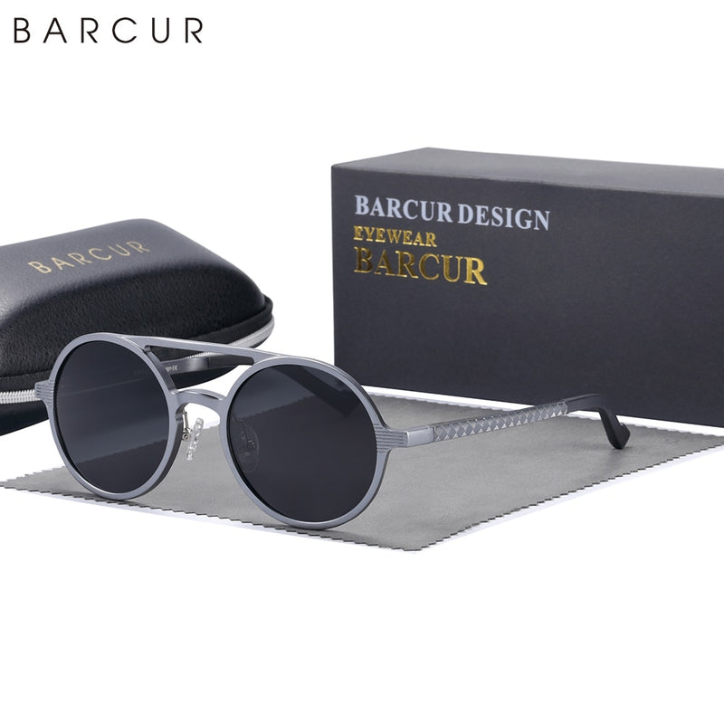 BARCUR Steampunk Polarized Sunglasses Men Light Weight Retro Vintage Women Sun Glasses for Men - KiwisLove
