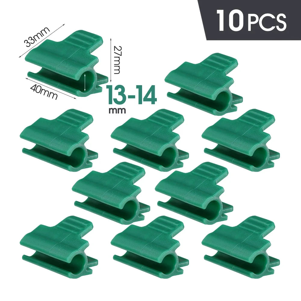10PCS 5-20mm Thickened Greenhouse Film Plant Support Clamps Garden Shed Row Cover Net Tunnel Hoop Plastic Green Sunshade Frame