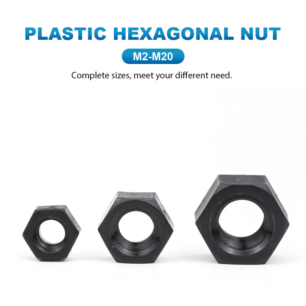 NINDEJIN 2-100pcs Nylon Plastic Hex Nuts M3 M4 M5 M6 M8 M10 M12 M14 M16 White Black Nylon Nut Insulation Hexagon Locknut