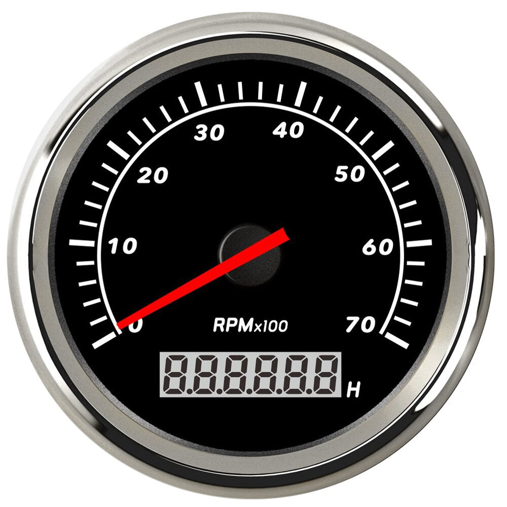 85mm Car Marine Tachometer Boat Gauge Digital Hourmeter 0-7000 RPM 3K-8K Tacho Gauge RPM Meter Sensor for Diesel Gasoline - KiwisLove