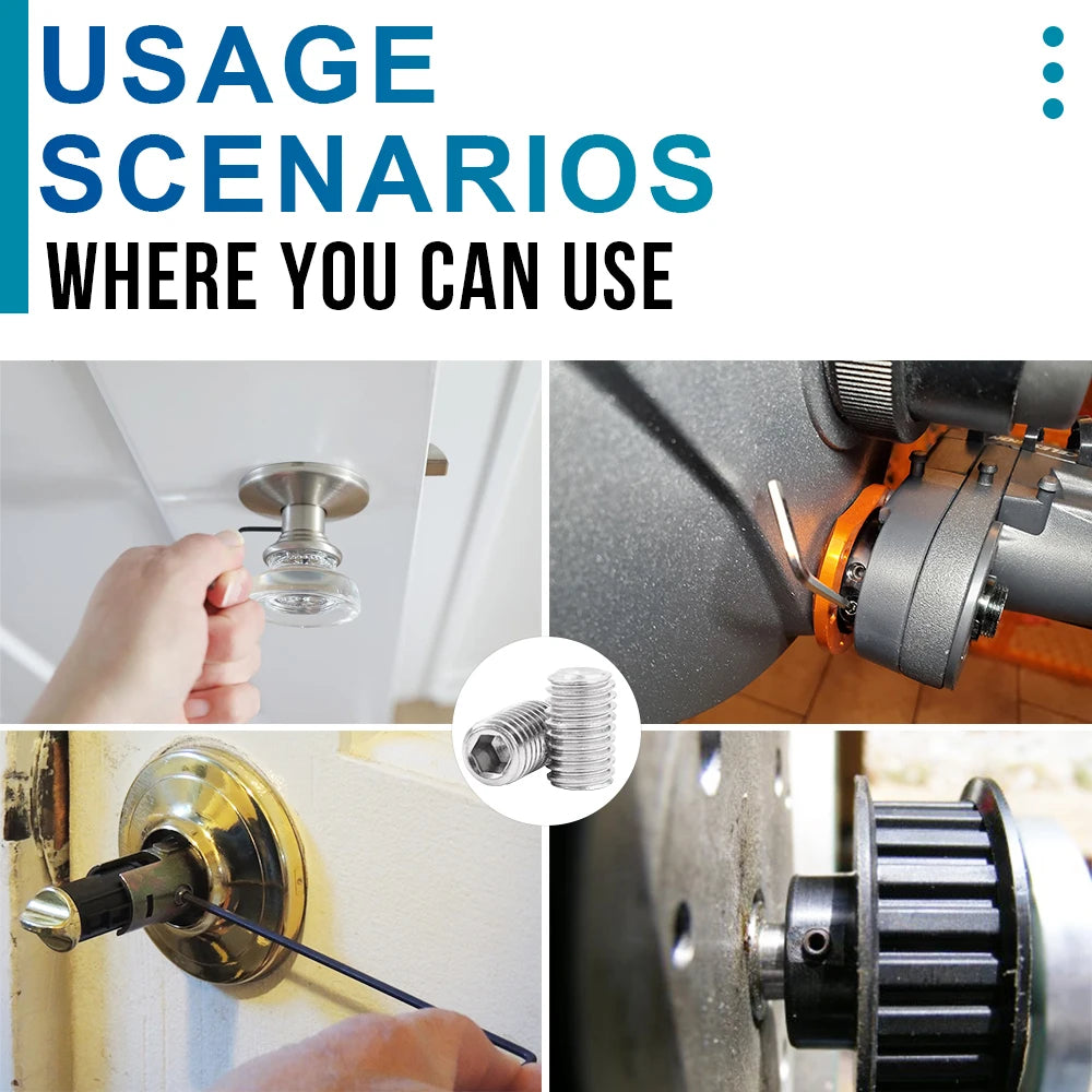 NINDEJIN 411pcs 1084pcs Hex Socket Grub Screw Kit M2-M10 Stainless Steel Cup Point Headless Set Screw Assortment Kit