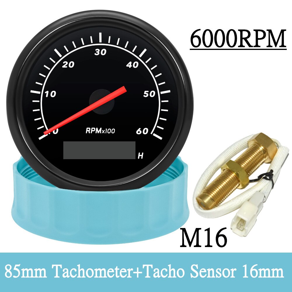 3000RPM 4000RPM Meter Marine Boat Tachometer 85MM Gasoline Diesel Engine Tacho Gauge With LCD Hourmeter For Tacho Sensor M16 M18 - KiwisLove