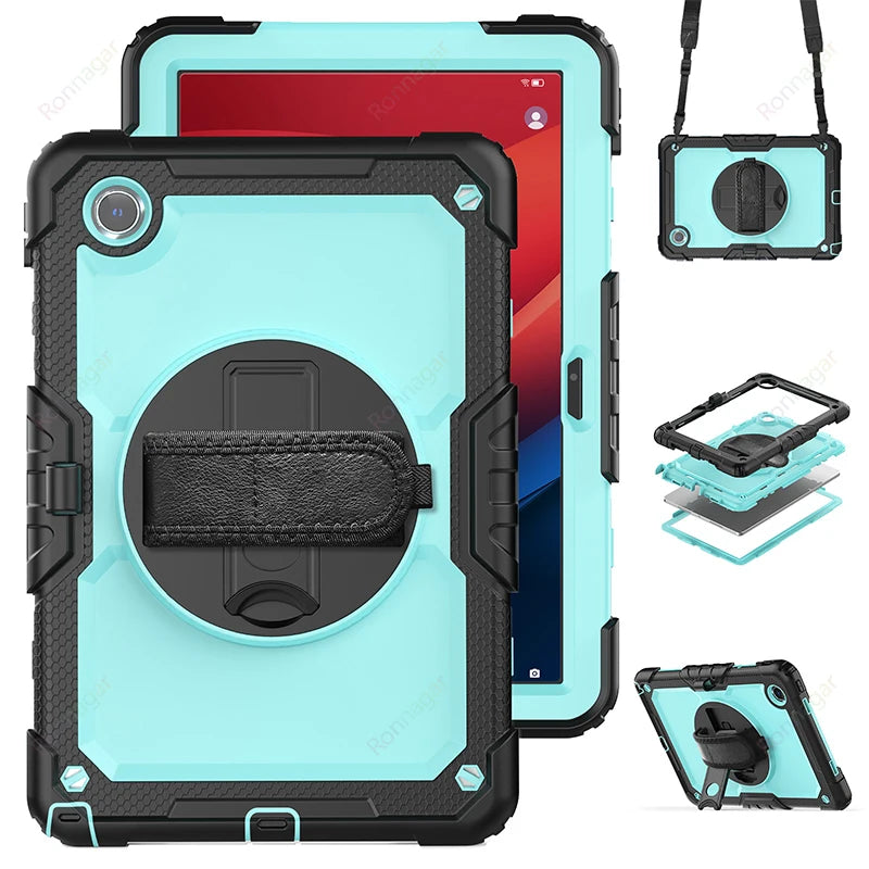For New Lenovo Xiaoxin Pad 2024 Case TB331FC 11 inch 360 Degree Rotating Hard Armor Case Shoulder Strap Lenovo Tab M11 TB330FU