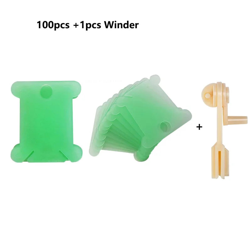 Plastic Floss Bobbins with Floss Bobbin Winder Cross-Stitch Card Thread Holder DIY Embroidery Floss Organizer Sewing Accessories