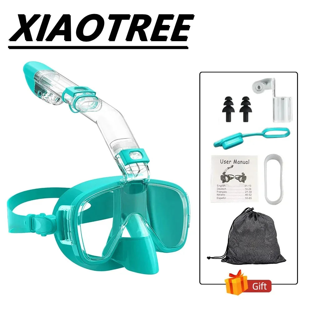 Snorkel and Diving Mask Foldable Anti-Fog Diving Mask Set with Full Dry Top System Adults Diving Goggles Diving Camera Support