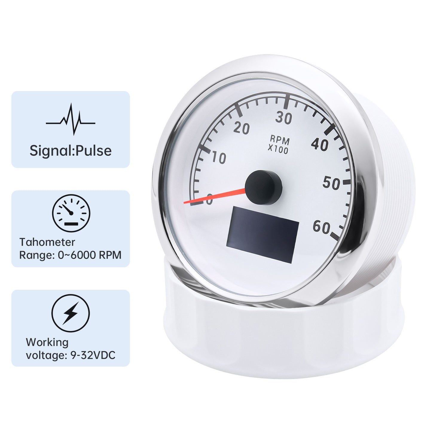 HD 85mm 3 in 1 Digital Boat Tachometer Gauge 3000/4000/6000/8000RPM Tacho meter With Oil Pressure Hours Water Temp for car truck - KiwisLove