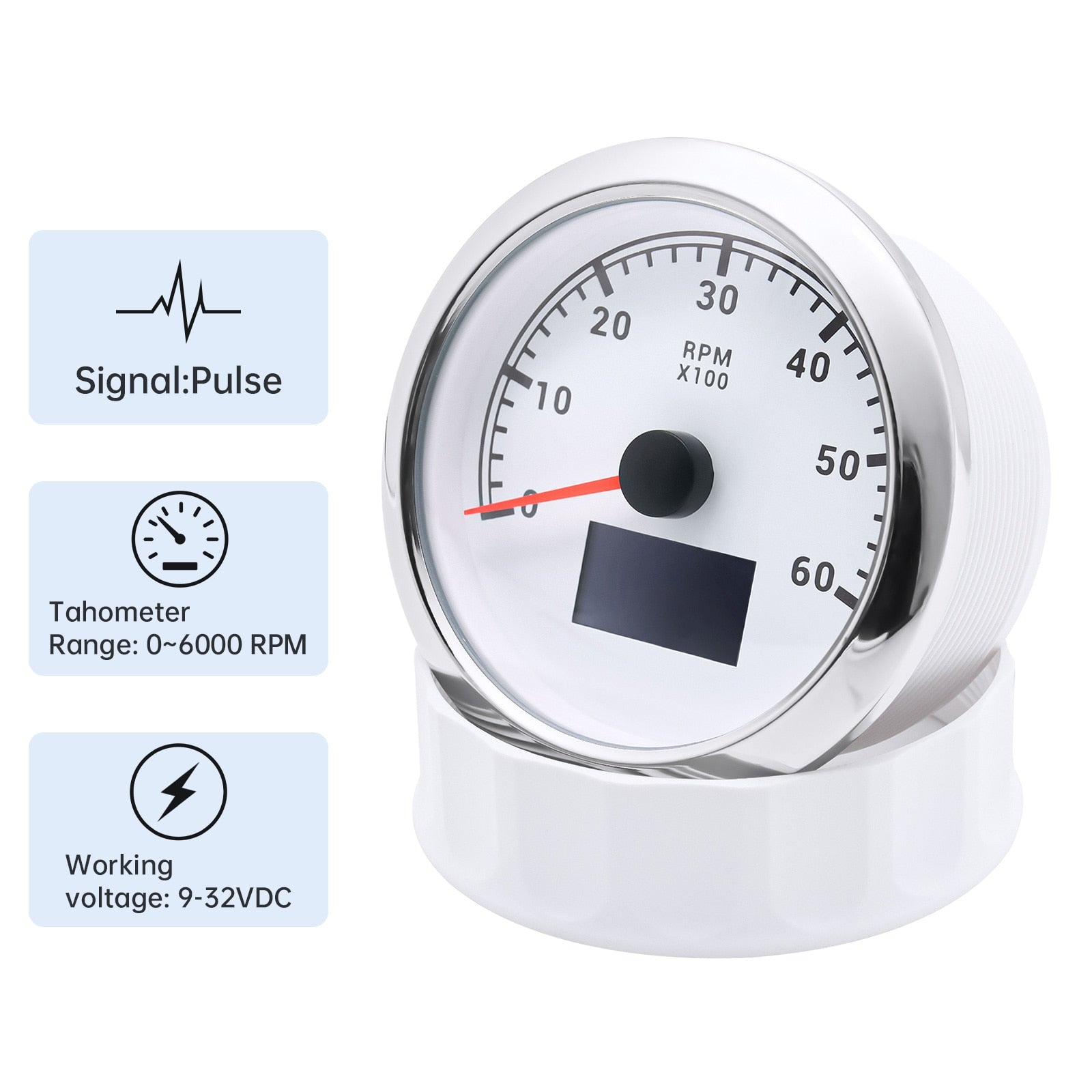 HD 85mm 3 in 1 Digital Boat Tachometer Gauge 3000/4000/6000/8000RPM Tacho meter With Oil Pressure Hours Water Temp for car truck - KiwisLove