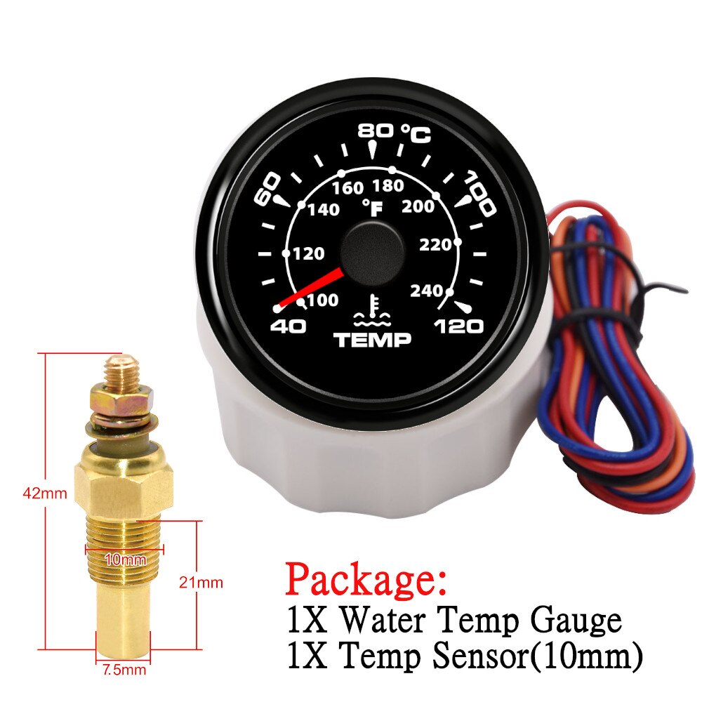 10mm 14mm 17mm 21mm Temperature Sensor + 52mm Water Temperature Gauge Universal for Boat Car Auto Motorcycle Thermometer - KiwisLove