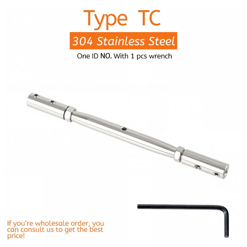 1pcs 304 Stainless Steel Cable Railing Thread Fittings Wire Rope Tensioner Receiver Terminal End Toggle Anchor Cross Clip Clamp