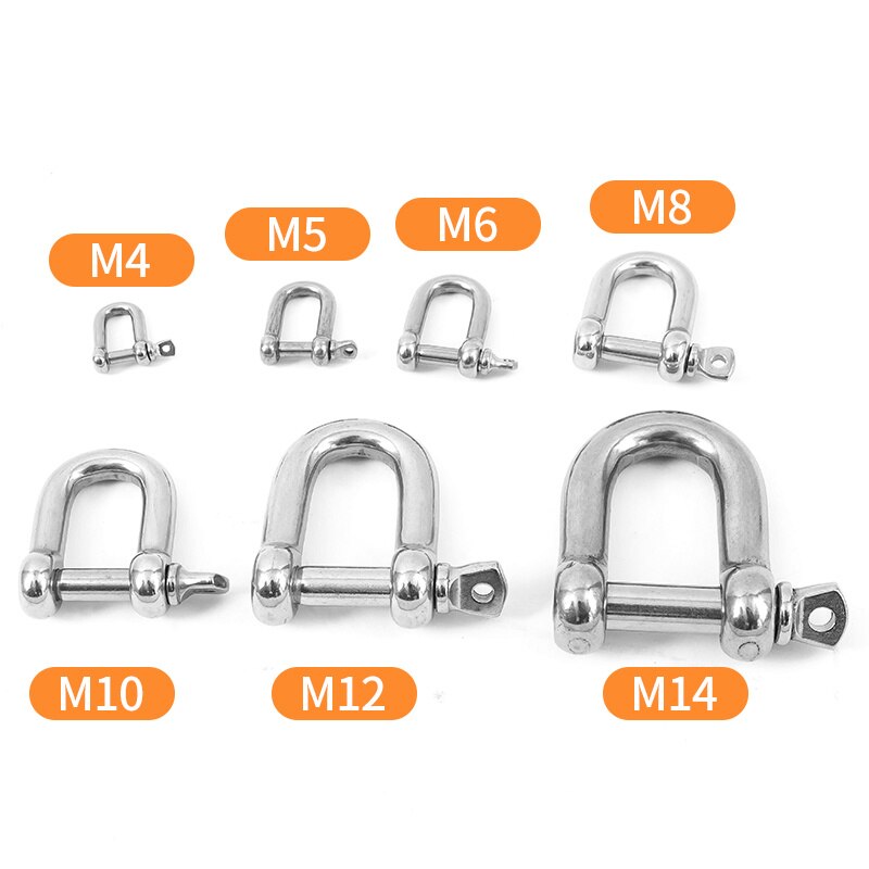 1 pcs 316 stainless steel Dee shackles D shackle Antirust screw for towing sale lifting and lifting Marine Lug M4-M32 - KiwisLove