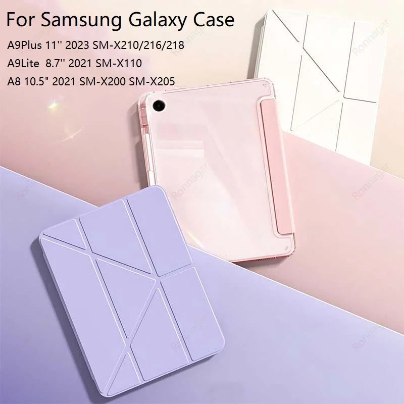 Y-fold Tablet Clear Cover for Samsung Galaxy Tab A11 Plus 2025 A9 Plus/A9+ 5G 11Inch SM-X210/X216 Smart Cover for Galaxy A8 10.5